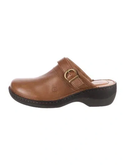 Pre-owned Born Leather Mules In Brown