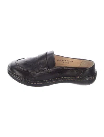 Pre-owned Born Leather Mules In Brown