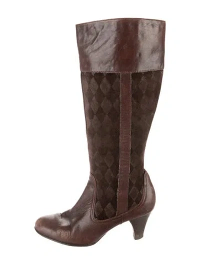 Pre-owned Born Leather Patterned Boots In Brown