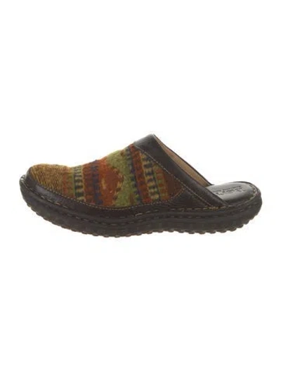 Pre-owned Born Leather Printed Mules In Brown