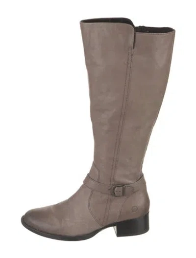 Pre-owned Born Leather Riding Boots In Gray