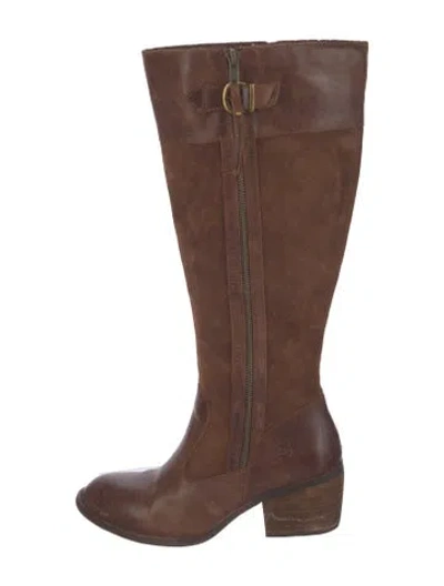 Pre-owned Born Leather Riding Boots In Neutral