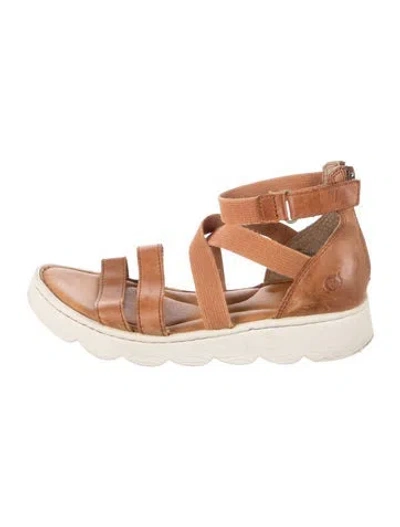 Pre-owned Born Leather Sandals In Brown