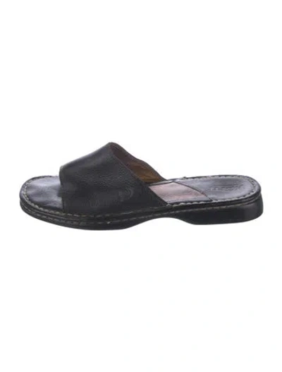 Pre-owned Born Leather Slides In Black