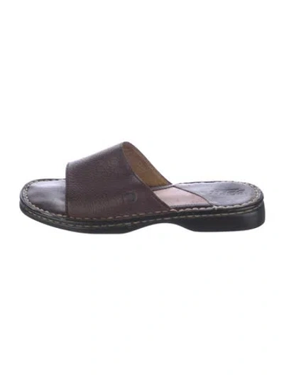 Pre-owned Born Leather Slides In Brown