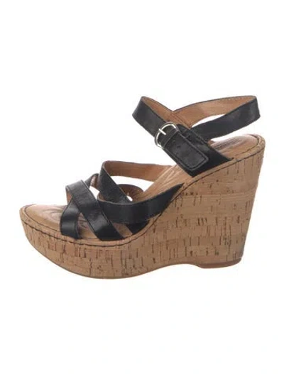 Pre-owned Born Leather Slingback Sandals In Black