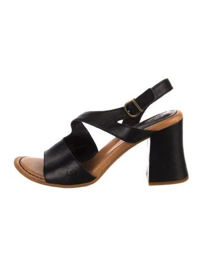Pre-owned Born Leather Slingback Sandals In Black