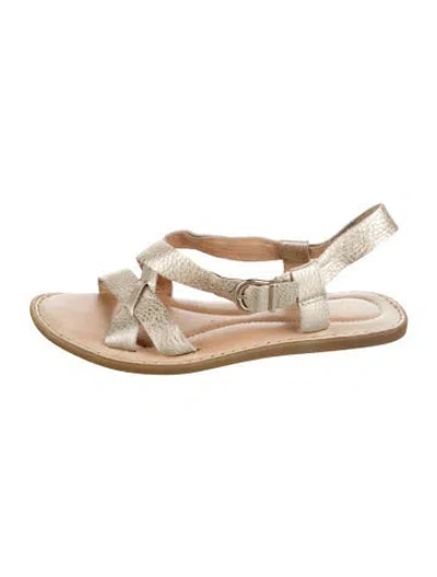 Pre-owned Born Leather Slingback Sandals In Gold