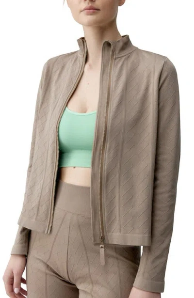 Born Living Yoga Ares Seamless Sports Jacket In Taupe