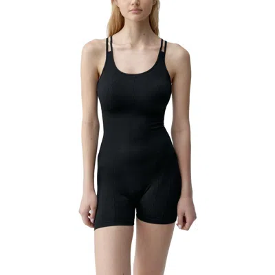 Born Living Yoga Clio Seamless Short Sports Romper In Black