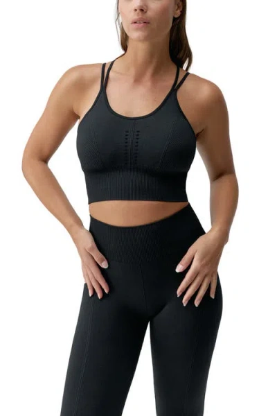 Born Living Yoga India Medium Support Seamless Sport Top In Black