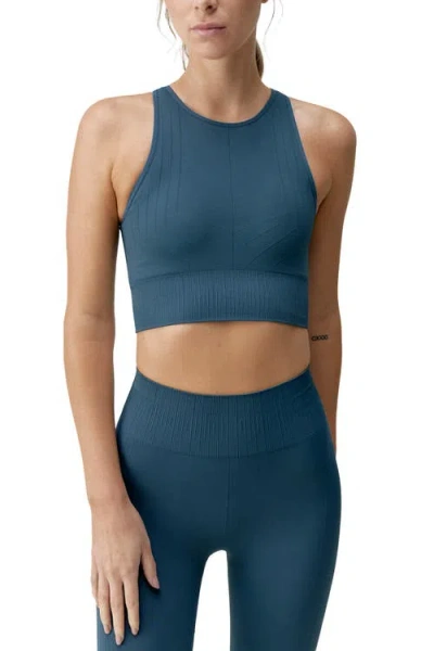 Born Living Yoga Nawal Medium Support Seamless Sport Top In Blue