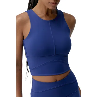 Born Living Yoga Saori Medium Support Performance Sport Top In Blue