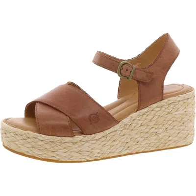 Born Moriah Womens Criss-cross Leather Wedge Sandals In Brown