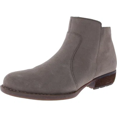 Born Rani Womens Suede Block Heel Ankle Boots In Grey