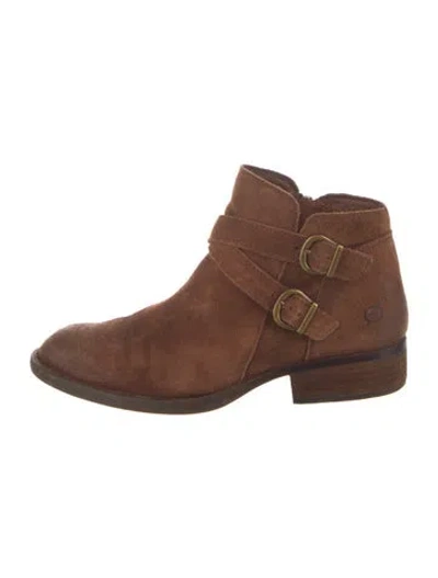 Pre-owned Born Suede Moto Boots In Neutral