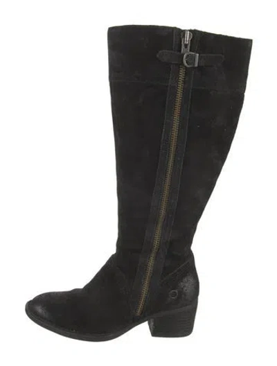 Pre-owned Born Suede Riding Boots In Black