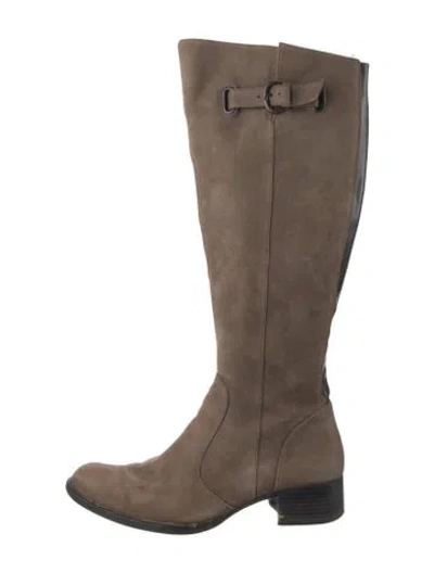 Pre-owned Born Suede Riding Boots In Neutral