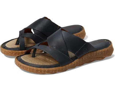 Born Women's  Sorja Sport Sandals Navy Blue Leather Slip On Slide Zogg2198 In Brown