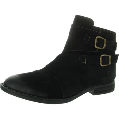 Born Womens Buckle Leather Ankle Boots In Black