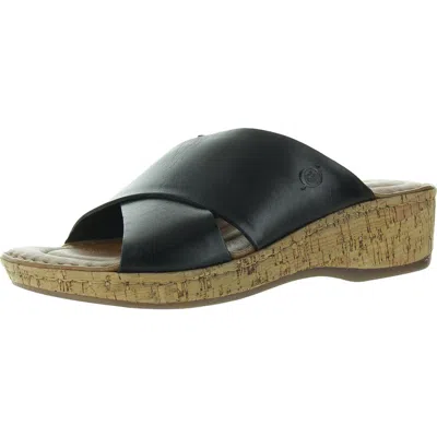Born Womens Criss-cross Leather Wedge Sandals In Black