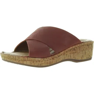 Born Womens Criss-cross Leather Wedge Sandals In Brown