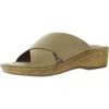 Born Womens Criss-cross Leather Wedge Sandals In White