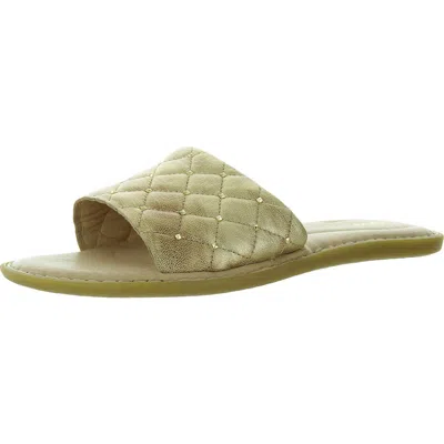 Born Womens Quilted Leather Slide Sandals In Gold