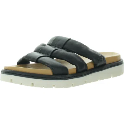Born Womens Solid Leather Slide Sandals In Black