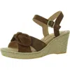 Born Womens Solid Leather Wedge Sandals In Brown