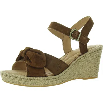 Born Womens Solid Leather Wedge Sandals In Brown