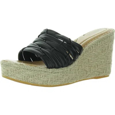Born Womens Strappy Leather Wedge Sandals In Black