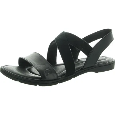 Born Womens Stretch Leather Flatform Sandals In Black
