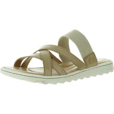 Born Womens Stretch Leather Slide Sandals In White