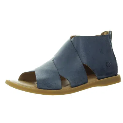 Born Womens Zipper Leather Flatform Sandals In Blue
