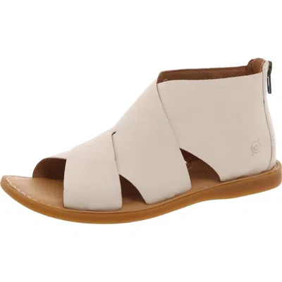 Born Womens Zipper Leather Gladiator Sandals In White