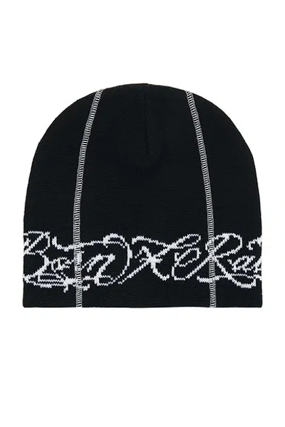 Born X Raised Fine Line Skully Beanie In Black