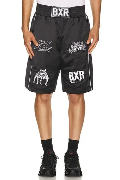 Born X Raised Satin Boxing Trunks In Black