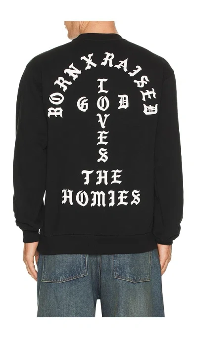 Born X Raised Unconditional Love Crew Neck Sweatshirt In Black