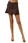 Born2dress Alicia Pleated Skort In Brown In Brown