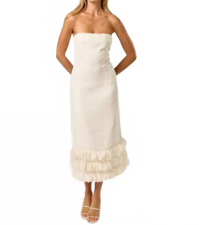 Born2dress Natalia Tweed Dress In Ivory