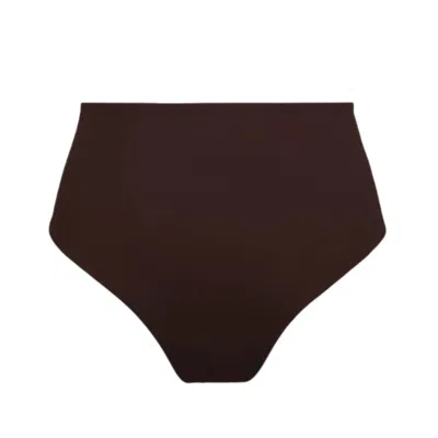 Borneo Paris Women's High Waisted Bikini Bottoms, Chocolate Brown