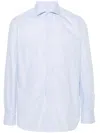 Borrelli Vertical Stripe Cotton Shirt With Cutaway Collar In White