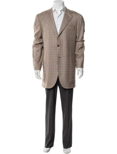 Pre-owned Borrelli Cashmere Plaid Print Sport Coat In Neutrals