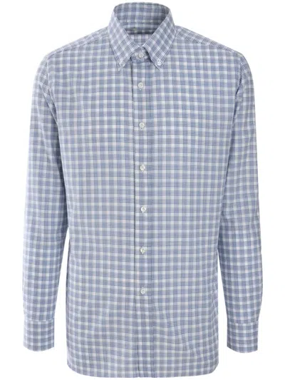 Borrelli Checked Shirt In Blue