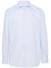 Borrelli Optical White Cotton Shirt With Spread Collar In White