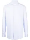 Borrelli Vertical Stripe Pattern Spread Collar Button-up Shirt For Men In Blue