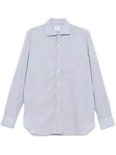 Borrelli Dogtooth Shirt In Blue