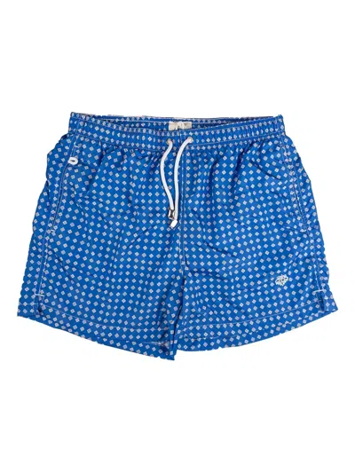 Borrelli Floral-pattern Drawstring Swim Shorts In Blue