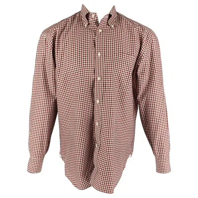 Pre-owned Borrelli For Wilkes Bashford Size M White Checkered Cotton Long Sleeve Shirt